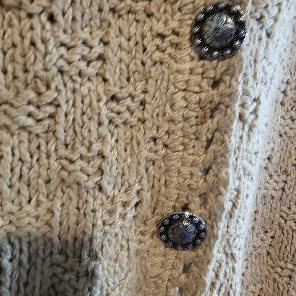 Vintage Cambridge Dry Goods Sweater Vest Women Lg Tan Floral 90s Crochet Cottage - Picture 4 of 9